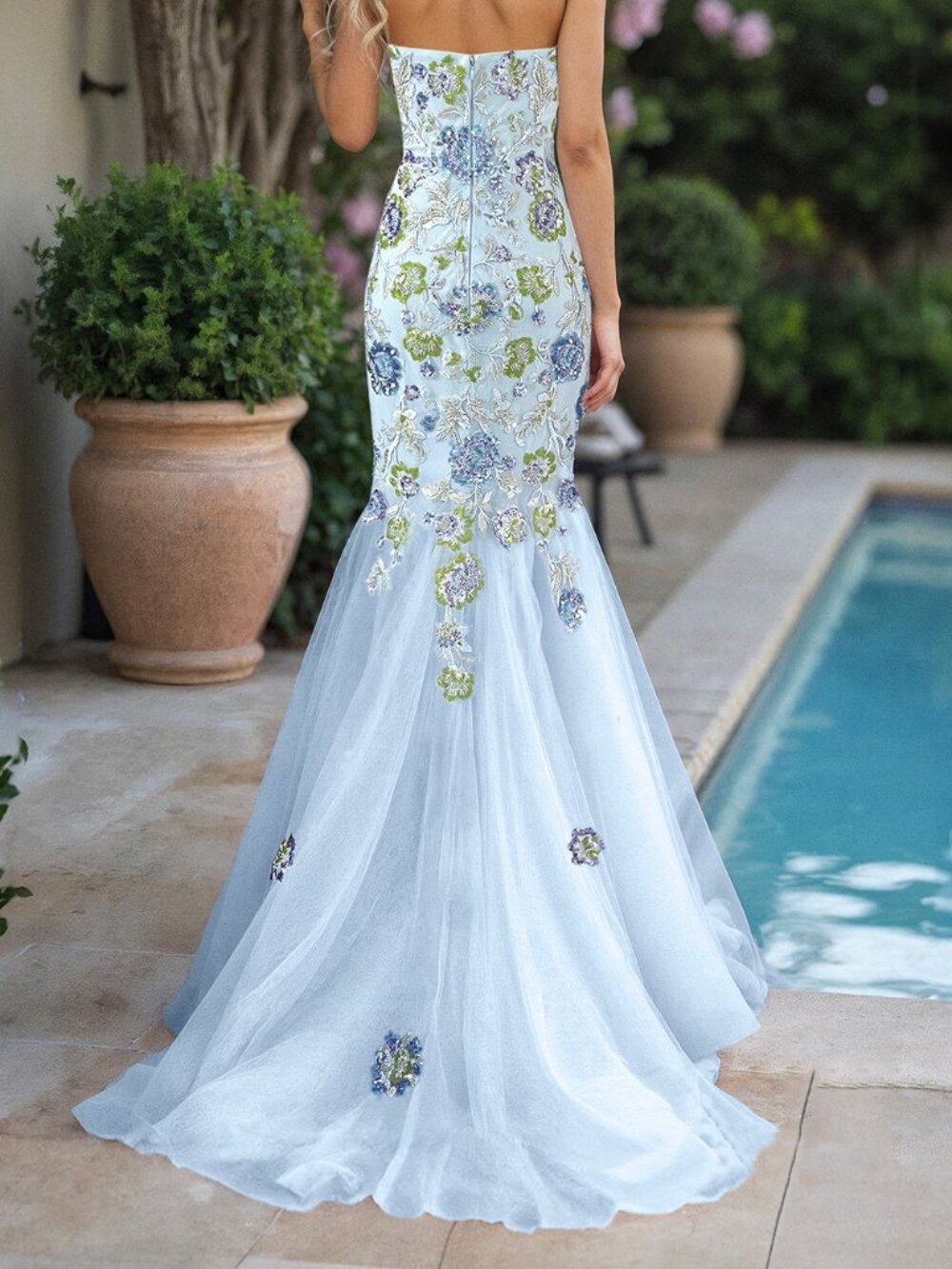 NWT Terani Couture 261P6193 Strapless Prom Dress Blue size 10 - Picture 3 of 6